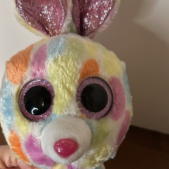 Ty Colorful Plush Bunny with Sparkly Ears - Picture 7 of 11